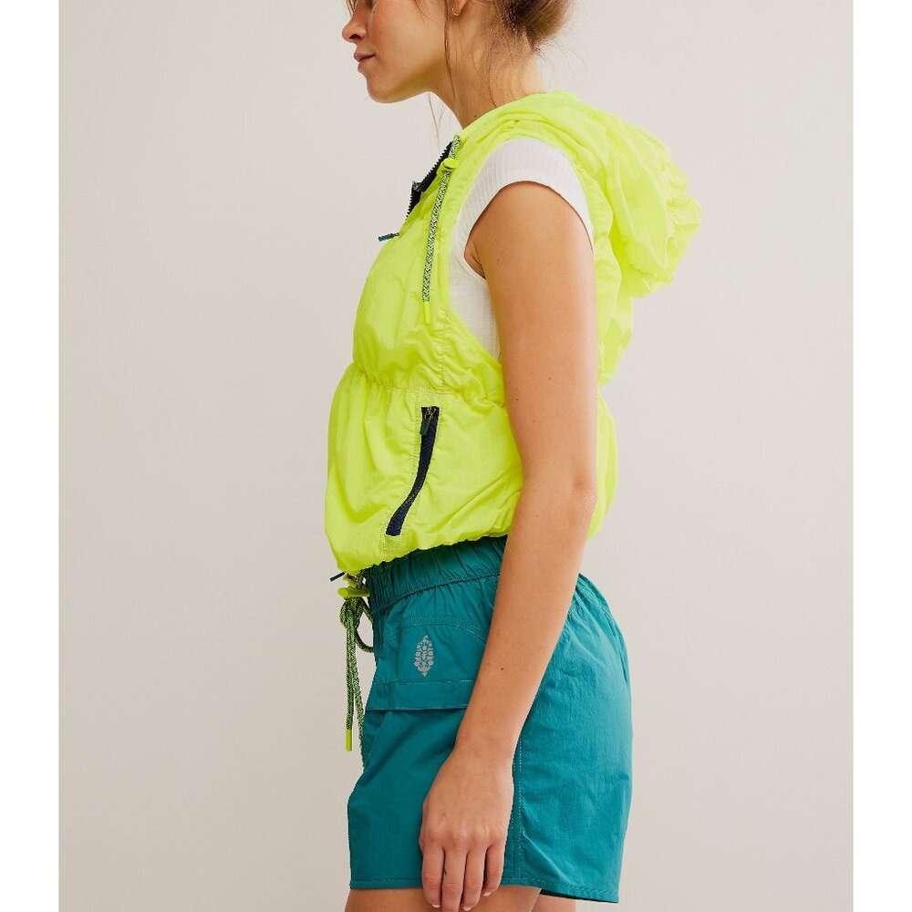 FP Movement by Free People Neon Yellow Hooded Windbreaker Vest - Picture 2 of 12
